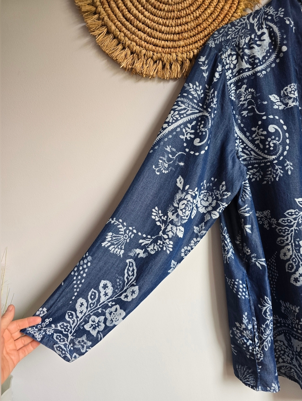 Laurie Felt NEW Penny Lane Paisley Chambray Lightweight Jacket Topper SZ Large - Picture 4 of 12